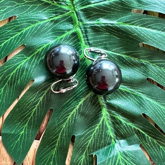 BOGO FREE CLIP ON DISCO BLACK BALL EARRINGS - Picture 6 of 6